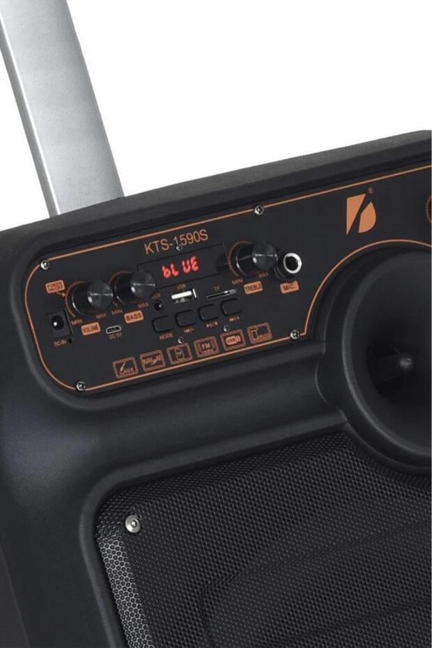 KTS-1590 Kablosuz Mikrofonlu Kumandalı Rgb Ledli Taşınabilir Tekerlekli Bluetooth Hoparlör - 2