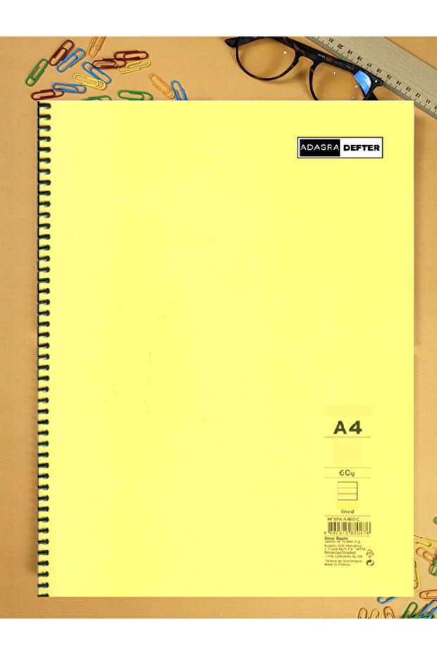 دفتر ملاحظات مقاس A4 بغطاء حلزوني من البولي بروبيلين مكون من 96 ورقة دفتر ملاحظات مسطر / 7 قطع / مجموعة - 7