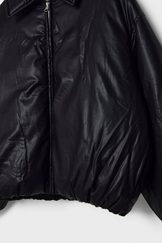 Suni deri şişme mont - 7