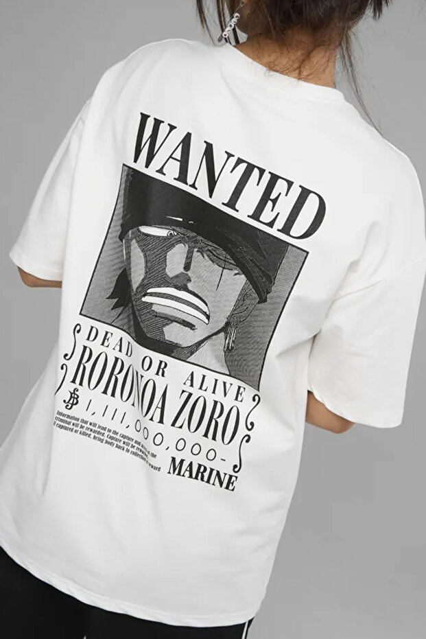Anime One Piece Zoro Wanted Front and Back Printed T-Shirt