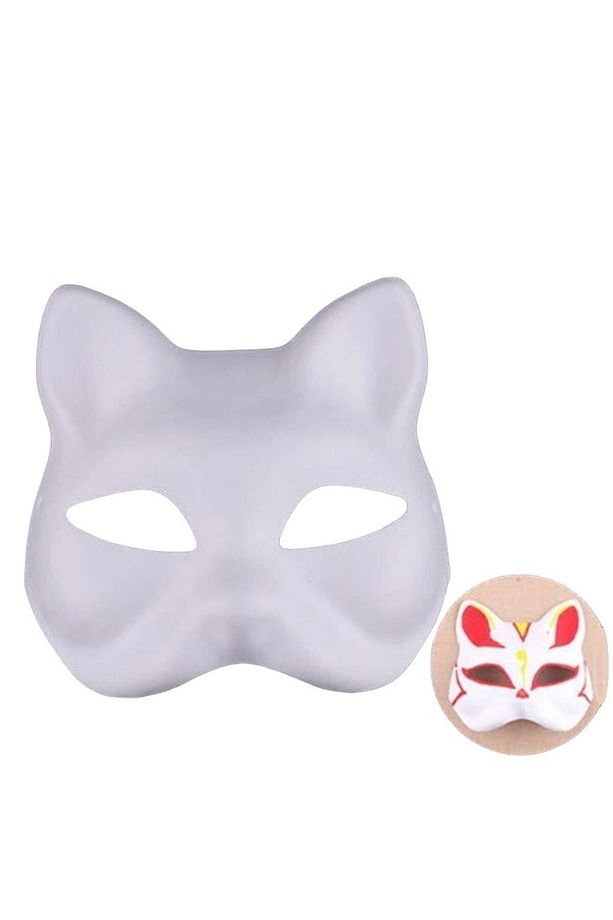 Orijinal Ithal Dıy Do It Yourself Kişisel Tasarım Mukavva Boyasız Lastikli Sert Kalıp Kedi Maske - 3