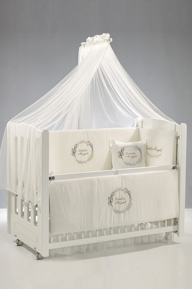 Mia Anne Yanı Ahşap Sallanır Beşik 60x120 cm (beyaz-angel) - 1