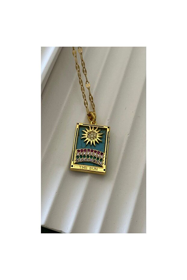 Steel Sun Tarot Pendant Gold Color