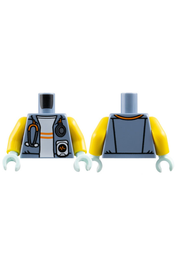 Moc Custom Minifigür Minifigure Gövde Torso Ceketli Steteskoplu Kıyafet Hastane Doktor - 1