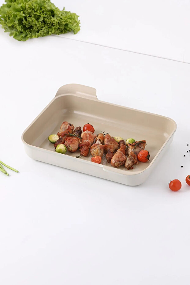 Fika Aluminum Casting Rectangular Non-Flammable Non-Stick 2-Piece Baking Tray Cake Container - 5