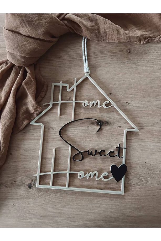 Home Sweet Yazılı Home Kapı Süsü - Evim Tatlı Evim Yazısı - 4