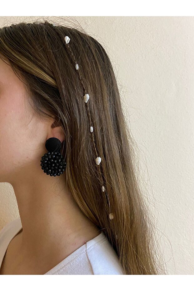 Women's Black Crystal Design Button Earrings - Mother's Day Gift
