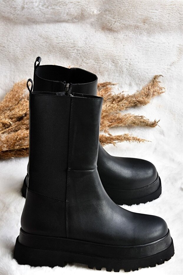 Fekete vastag talpú női csizma J267063109 - 6