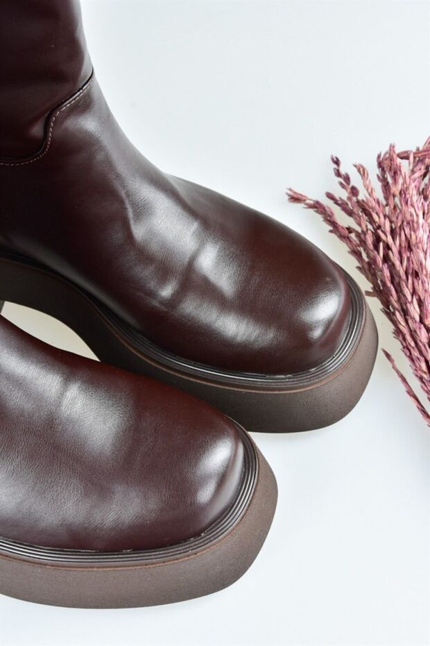 Kahverengi Kalın Tabanlı Günlük Kadın Bot L610067109 - 4