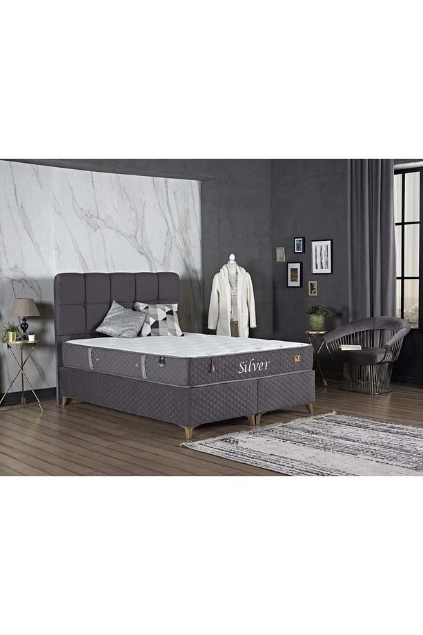 Tutku Home Silver Dinamik Yay Sistemli Yatak Baza Başlık Seti - 5