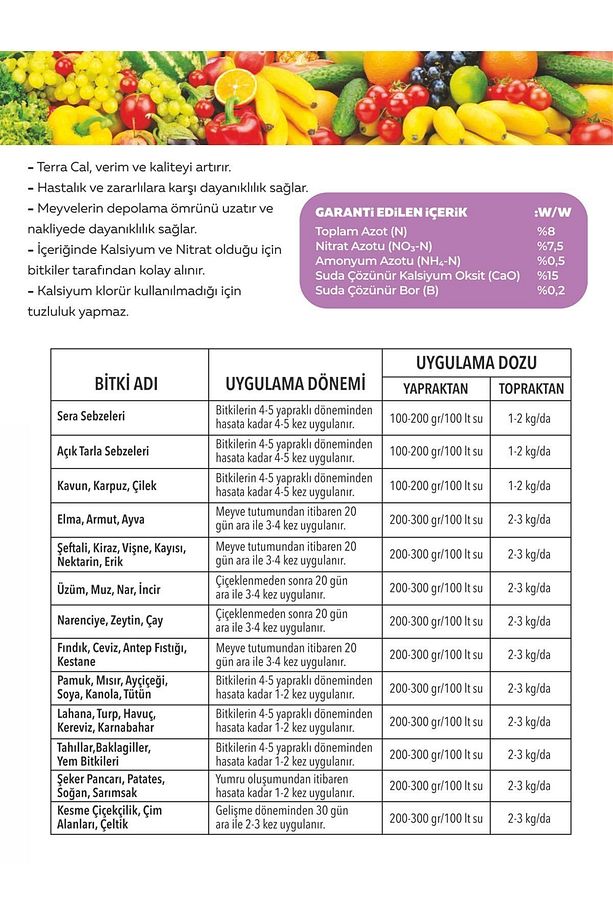 Terra Cal Kalsiyum Nitrat Içerikli Sıvı Gübre 250 ml Lcm025-2 - 3