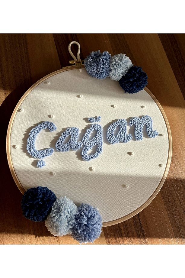 Bebek/çocuk Odası Isimli Kapı Süsü/punch Nakış Duvar Panosu/bebek Hediyelik Hastane Kapı Süsü 20 Cm - 1