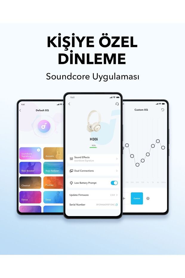 Soundcore H30i Mikrofonlu Kablosuz Kulaküstü Kulaklık - 70 Saat Oynatma Süresi - Beyaz - A3012 - 7