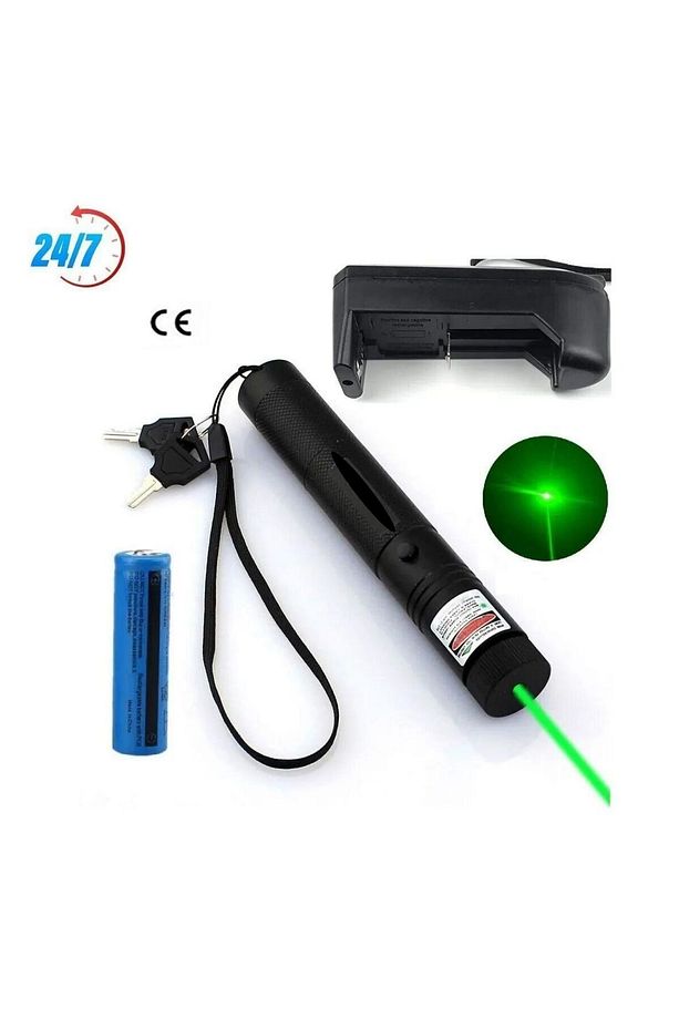 Laser Pointer Şarjlı Güçlü Yeşil Lazer Metal Kasa - 3