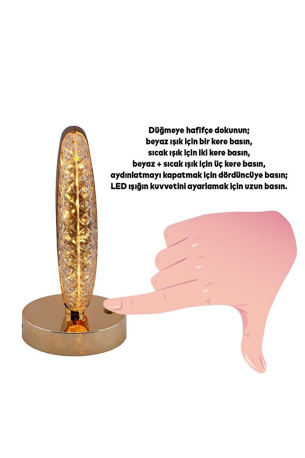 Modern Dekoratif Romantik Süsleme Masa Lambası Ledli Beyaz Sarı Soft Işıldak Şarjlı Masa Gece Lamba - 4