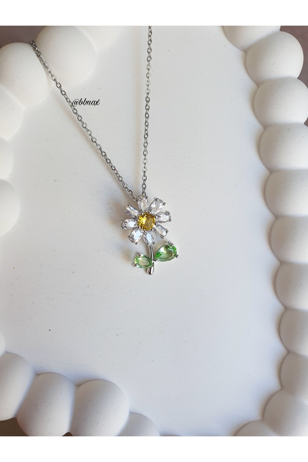 Anti-Tarnish Steel Zircon Stone Daisy Necklace