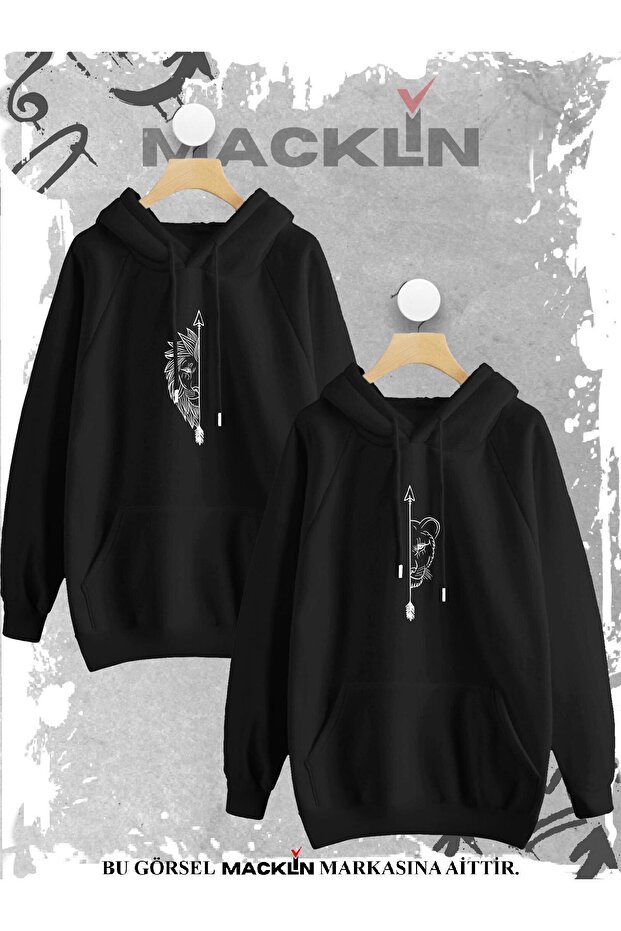 Lover Couple Combination Lion Arrow Printed Special Design Hooded Sweatshirt Set of 2 Set