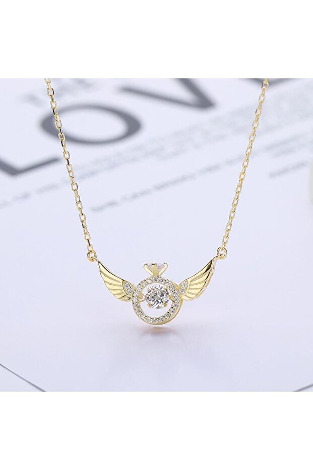 Kanatlı Yüzük Kolye Gold - 1