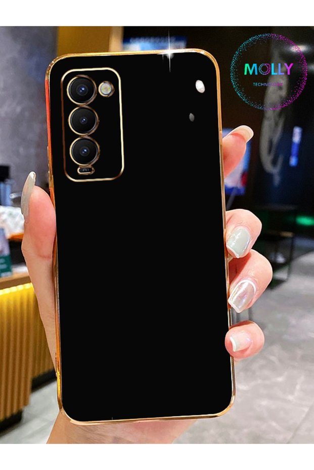 Luxury Silicone Case for Tecno Camon 18P with Black Edges Gold Detail