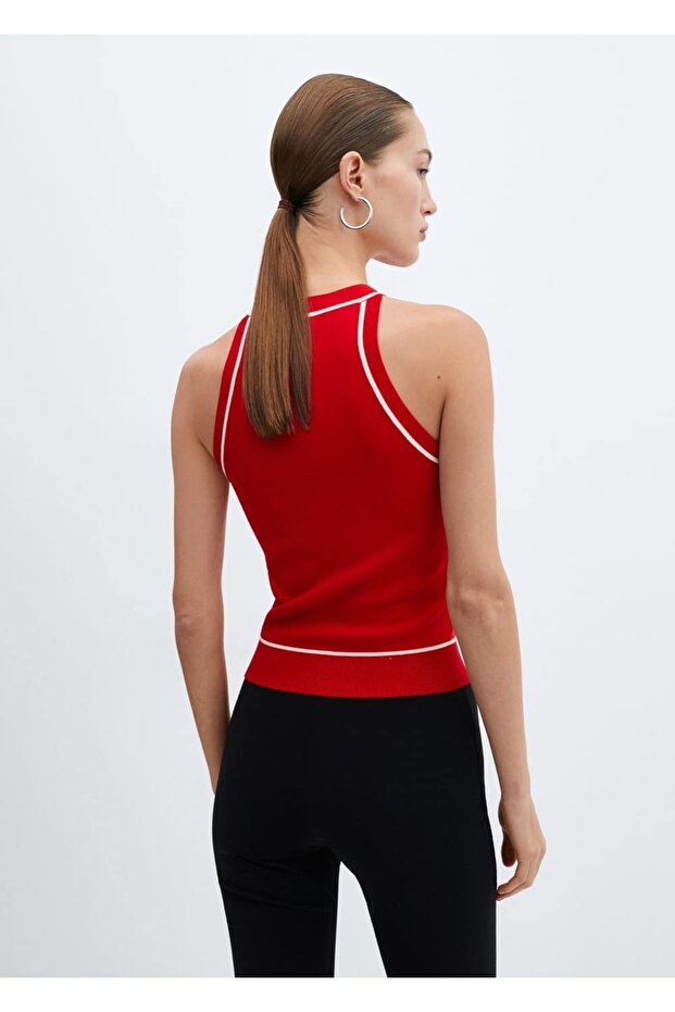 Kontrast süslemeli bluz - 4