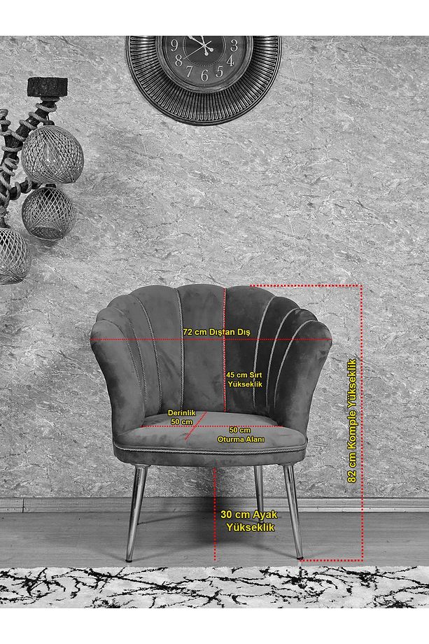 Tekli Papatya Çay Seti Koltuk  Gold Sivriltme Ayak, Balkon, Salon, Ofis, Koltuk Takımı, Tekli Berjer - 5