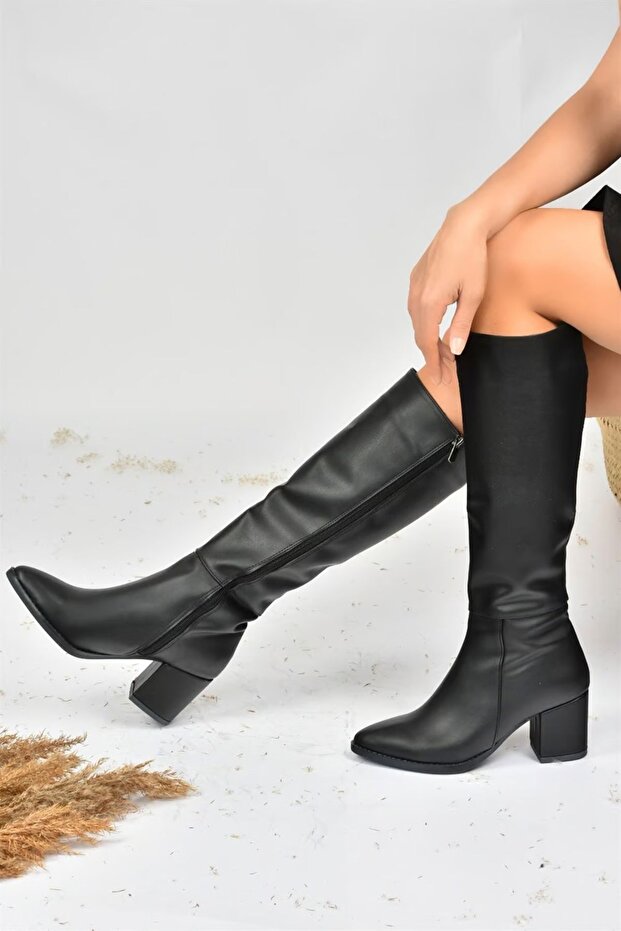Czarne Botki Damskie Na Grubym Obcasie L251081609 - 4