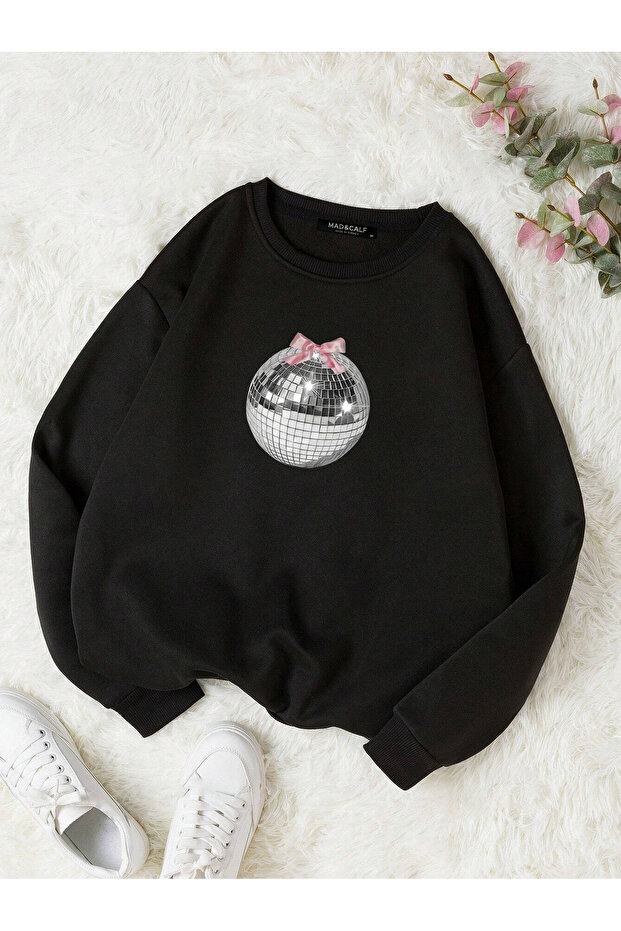 Women's Mirror Ball Printed Oversize Fleece Sweatshirt