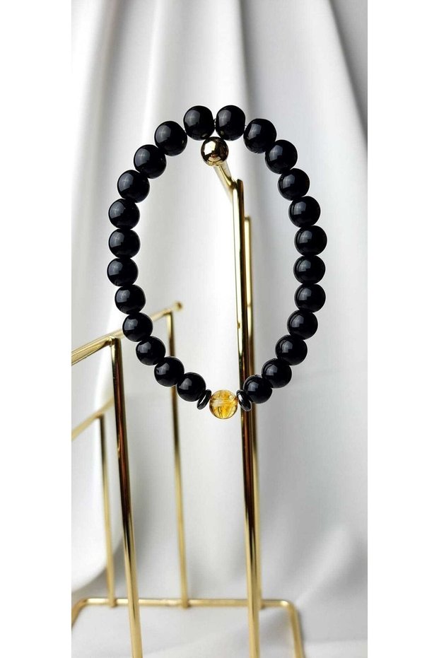 Natural Stone Couple Bracelet, Lover Bracelet, Natural Stone Bracelet for Women and Men Howlite Obsidian