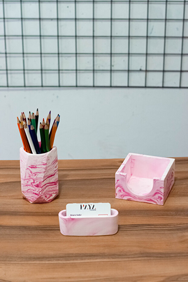 Marble Concrete Office Set Pen Holder Memo Pad Holder Paper Clip