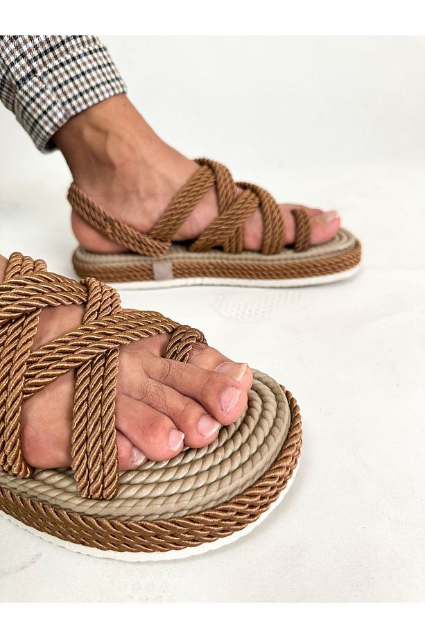 Unisex Hasırtaba Halat Yüksek Taban Sandalet - 6