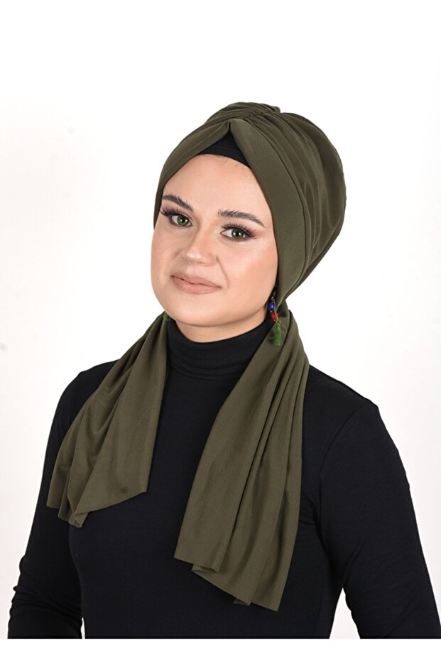 كاكي عادي الفكاهة ساندي النسيج شال جاهز / العظام