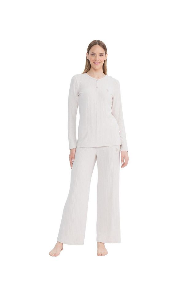U.S. Polo Assn. Kadın Bej Patlı Pijama Takımı 0SU.K2.P4.B1.7.A.T1.I.2DA9.N.24 - 1