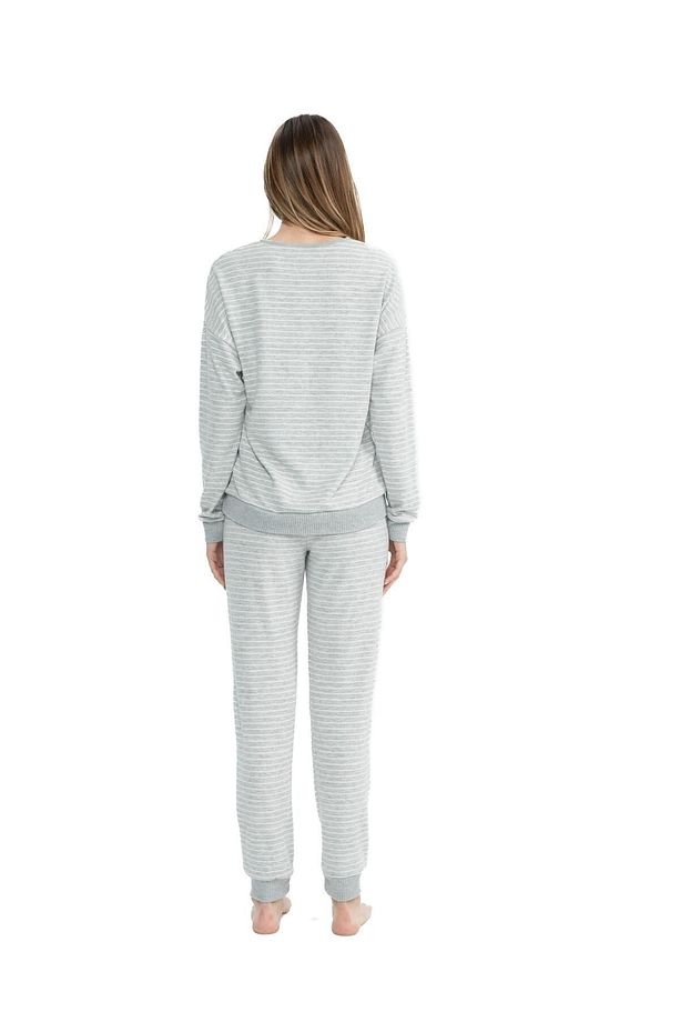 U.S. Polo Assn. Kadın Gri Melanj Yuvarlak Yaka Pijama Takımı 0SU.K2.P4.B1.7.A.T0.I.8DA2.N.24 - 3