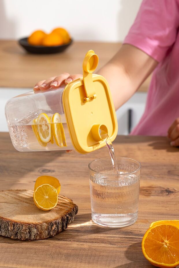 06-1108 Detox Jug and Lemon Bowl Transparent 1 L - With Leak Proof Lid - 1