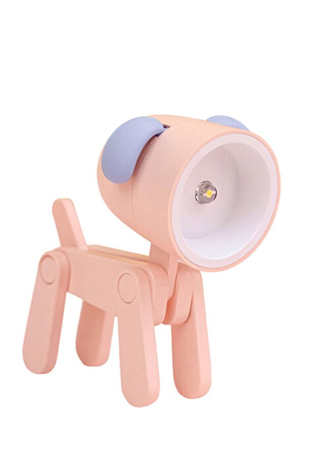 Mini Pembe Led Gece Lambası Sevimli Köpek Çocuklar Yatak Odası Başucu Oyuncak Masa Lambası - 3