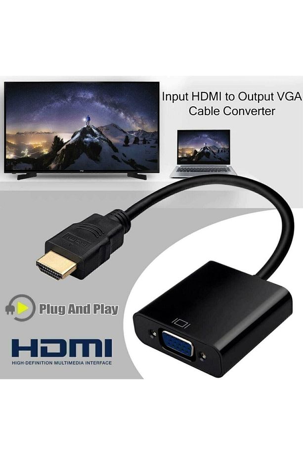 Tablet Projeksiyon Notebook Uyumlu Hdmi To Vga Kablo Siyah - 5