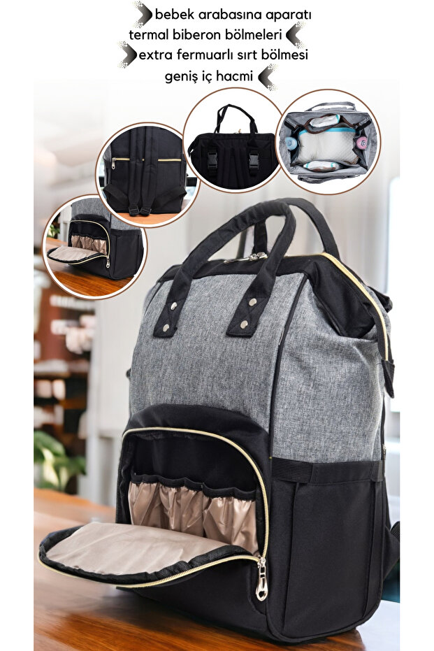 Stain Resistant Waterproof Thermal Compartment Segmented Mother Baby Care Backpack