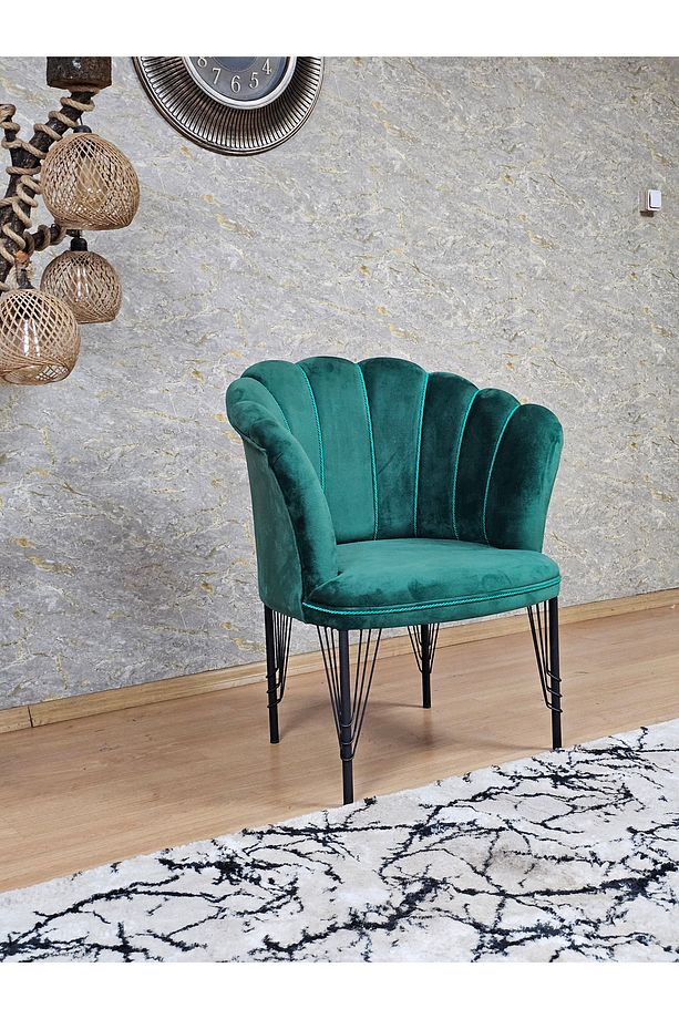 Tekli Siyah Boyalı Tel Ayak Papatya Çay Seti Koltuk Tekli Berjer , Balkon, Salon, Ofis, Cafe Koltuk - 3