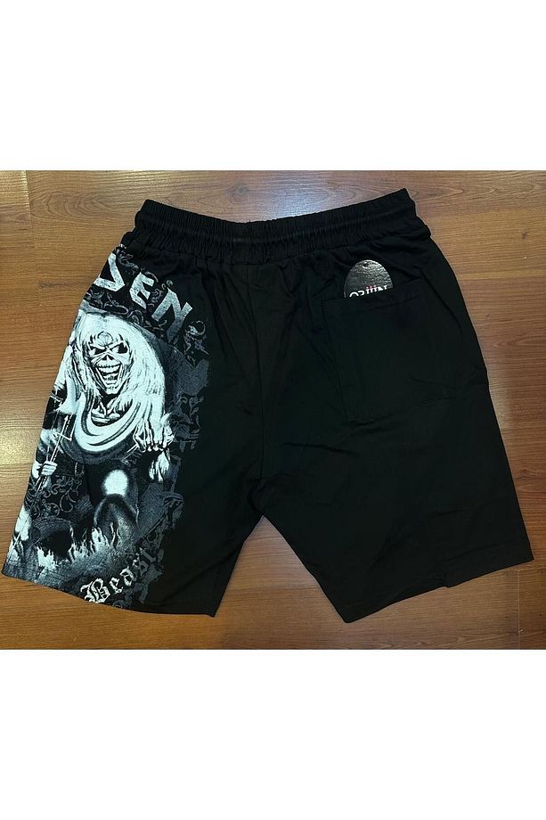 Iron Maiden Number of The Beast Baskılı Unisex Siyah Şort - 3