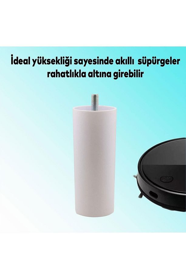 Mobilya Kanepe Koltuk Baza Yükseltme Yükseltici M8 Civatalı Incediş Destek Ayağı Ayakları Beyaz 12cm - 4