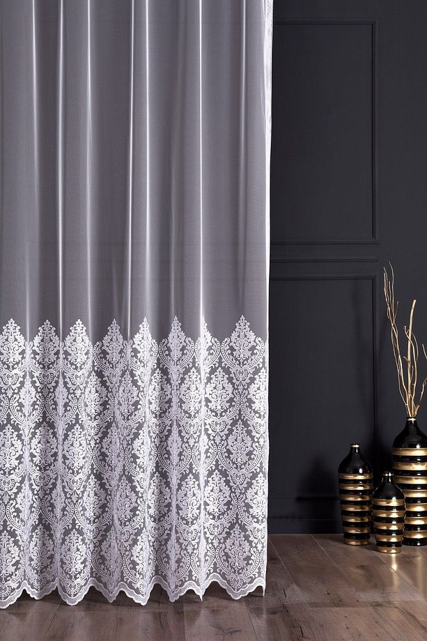 Tül perde Damask desenli ütü istemez 1e 2,5kat Normal pile salon mutfak balkon ve odalara uygun - 6