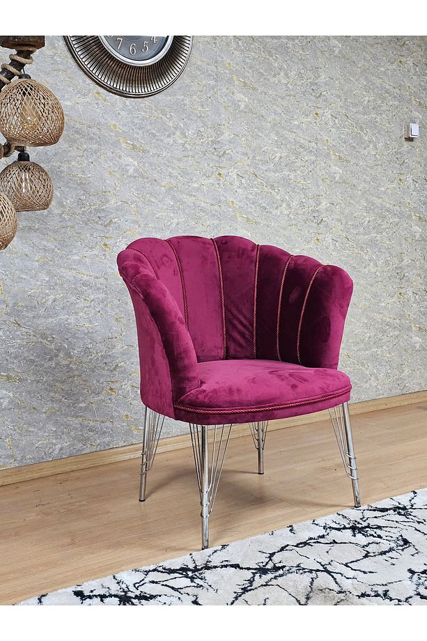 Tekli Krom Kaplama Tel Ayak Papatya Çay Seti Koltuk Tekli Berjer , Balkon, Salon, Ofis, Cafe Koltuk - 3