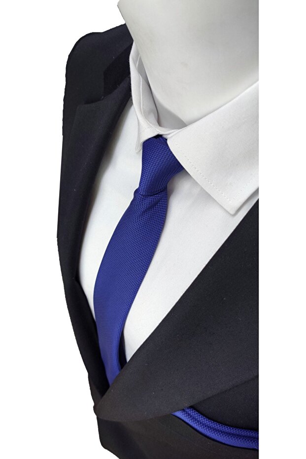 Dobby Woven Tie and Handkerchief in Parliament Blue Color
