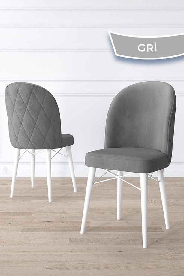Rut Serisi Açılabilir 80x132 Beyaz Masa Ceviz Ayak Mutfak Masası Takımı 4 Capucino Sandalye 1 Bench - 3