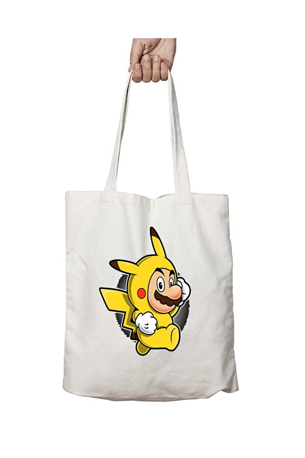 Pika Dress Super Mario Pikachu Pokemon Two Sides Permanent Printed Washable Bag