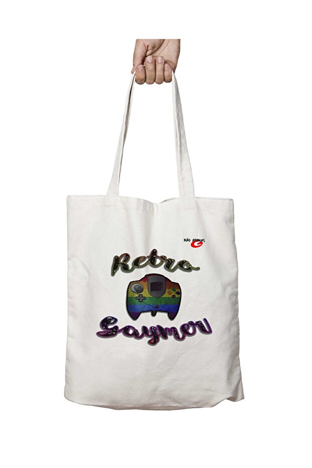 Retro Gamer Two-Sided Permanent Printed Washable School Beach Shoulder Tote Bag