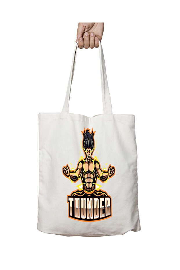 Thunder Two-Sided Permanent Printed Washable School Beach Shoulder Tote Bag