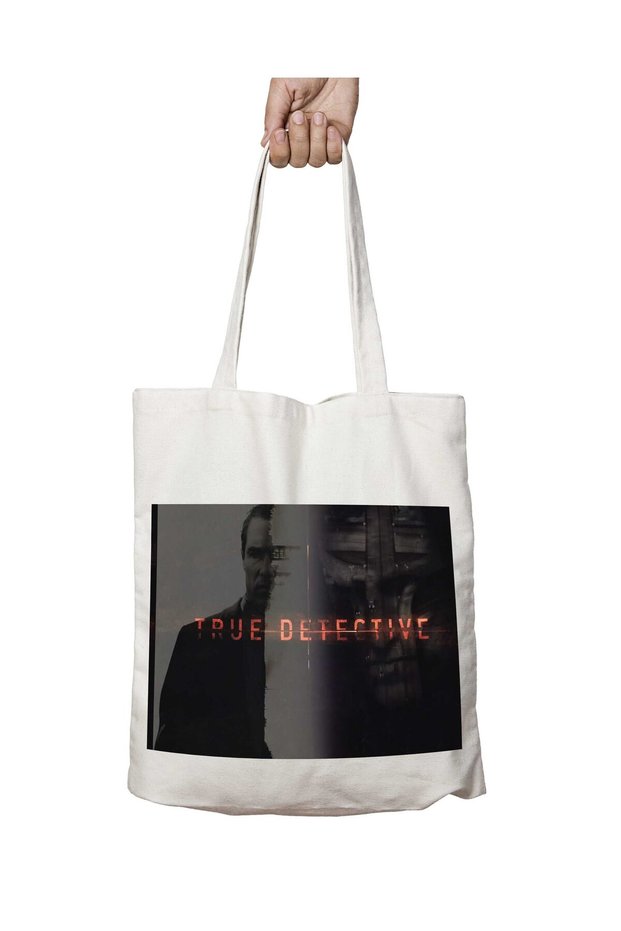 True Detective (2) Two-Sided Permanent Printed Washable School Beach Shoulder Tote Bag