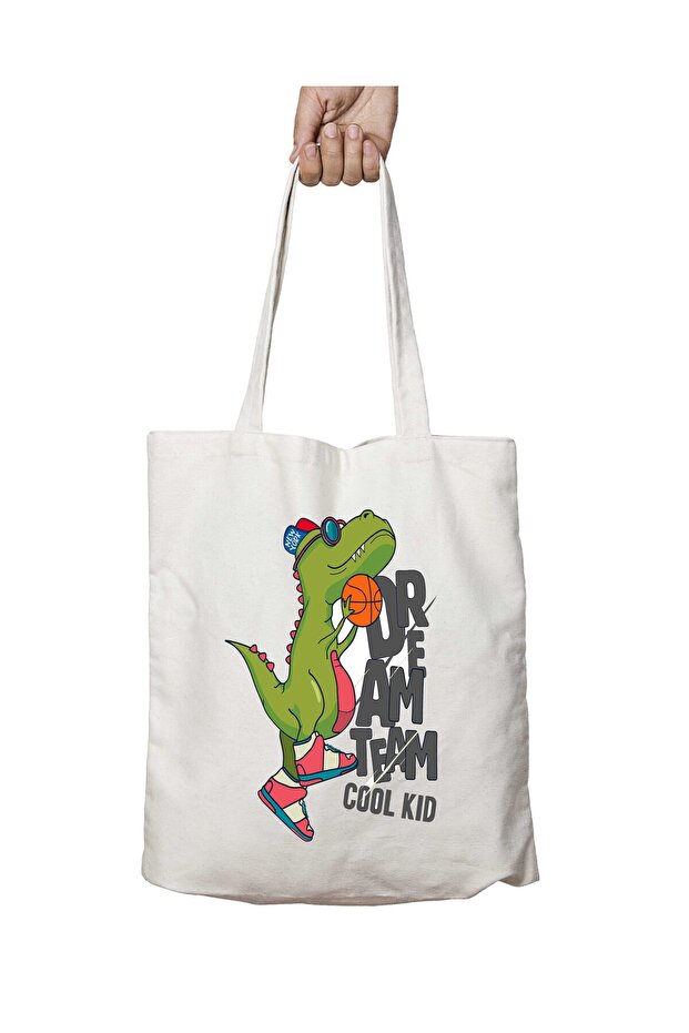 Dream Team Cool Kid Basketball Two-Sided Permanent Printed Washable School Beach Shoulder Tote Bag