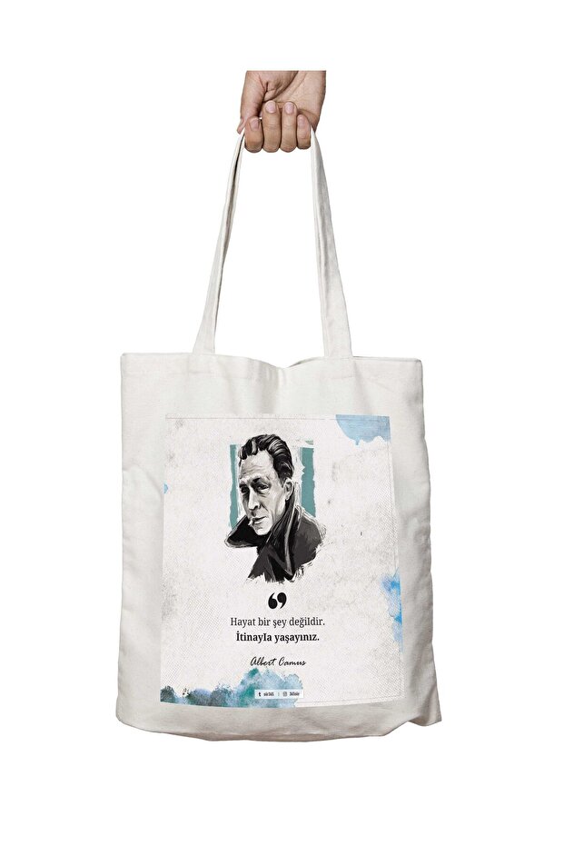 AlBERT cAMUS live with the Push - Washable Permanent Printed Bag